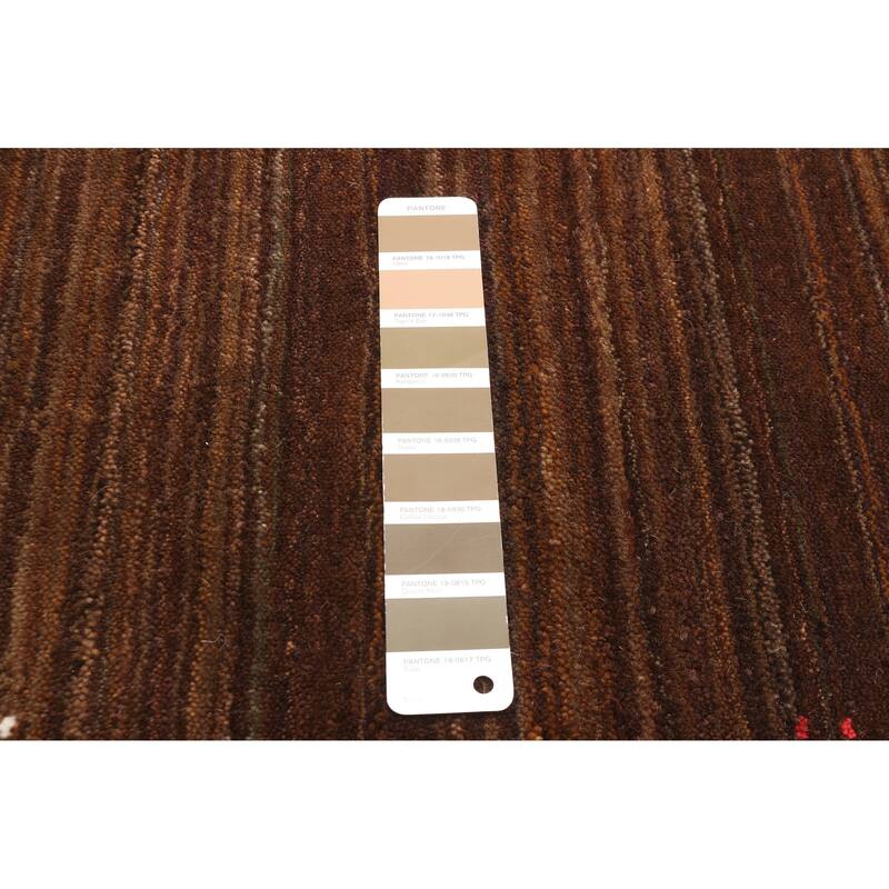 ECARPETGALLERY Hand Loomed Kashkuli Gabbeh Brown Wool Rug - 3'11 x 6'0