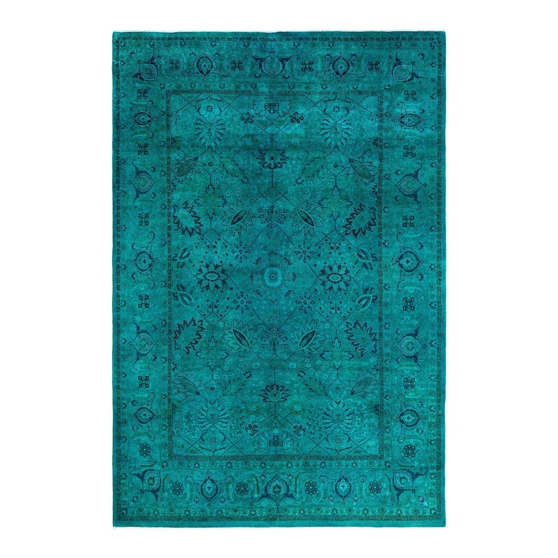 Fine Vibrance One-of-a-Kind Hand-Knotted Area Rug - Blue, 6' 3" x 9' 4" - 6' 3" x 9' 4"