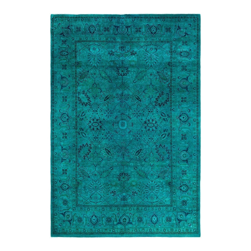 Fine Vibrance One-of-a-Kind Hand-Knotted Area Rug - Blue, 6' 3" x 9' 4" - 6' 3" x 9' 4"