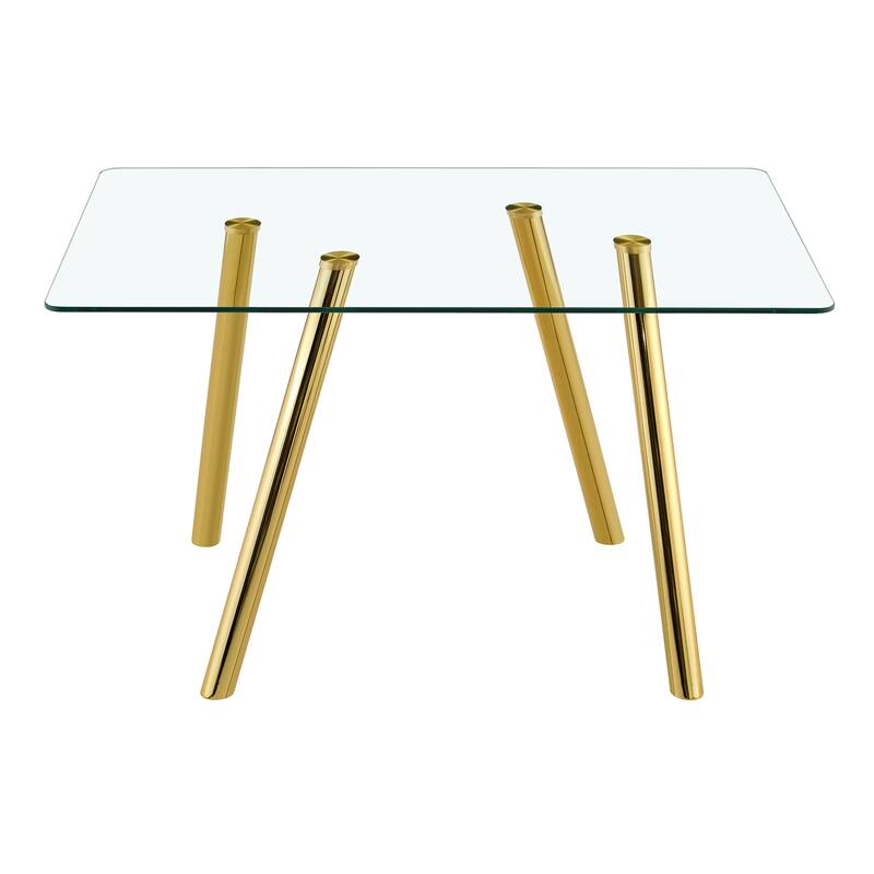 51-Inch Tempered Glass Dining Table with Sturdy Metal Legs