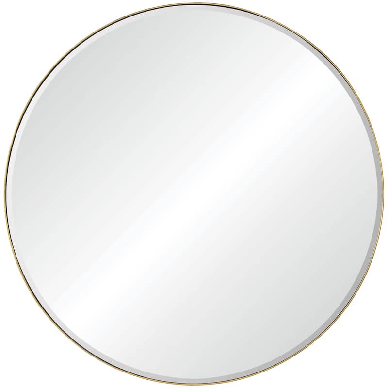 48" Gold Leaf Finished Framed Beveled Round Wall Mirror