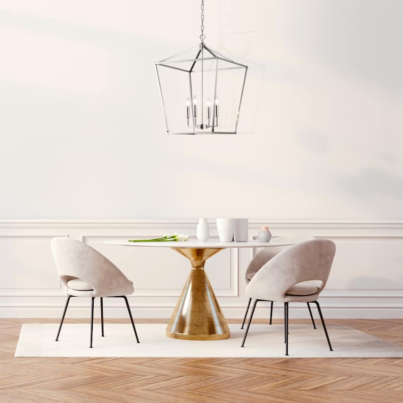 Brushed Nickel 4-Light Lantern Pendant 20 in. with Sleeve - Brushed Nickel - 20 in. W x 20 in. D x 28.5 in. H