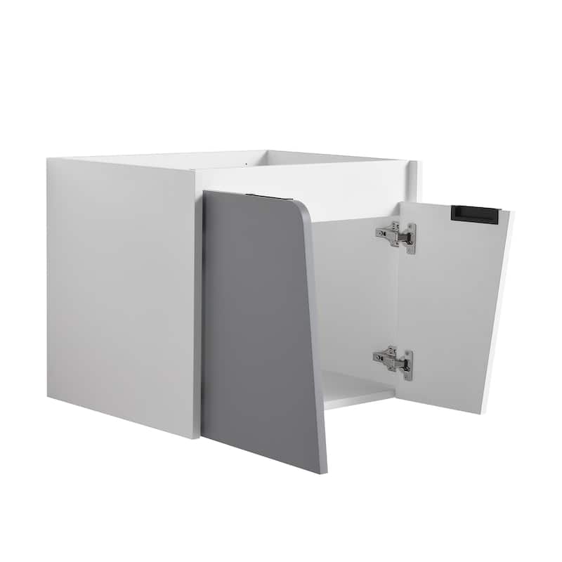24 inch Wall-Mounted Bathroom Vanity Set in White with Integrated Ceramic Sink