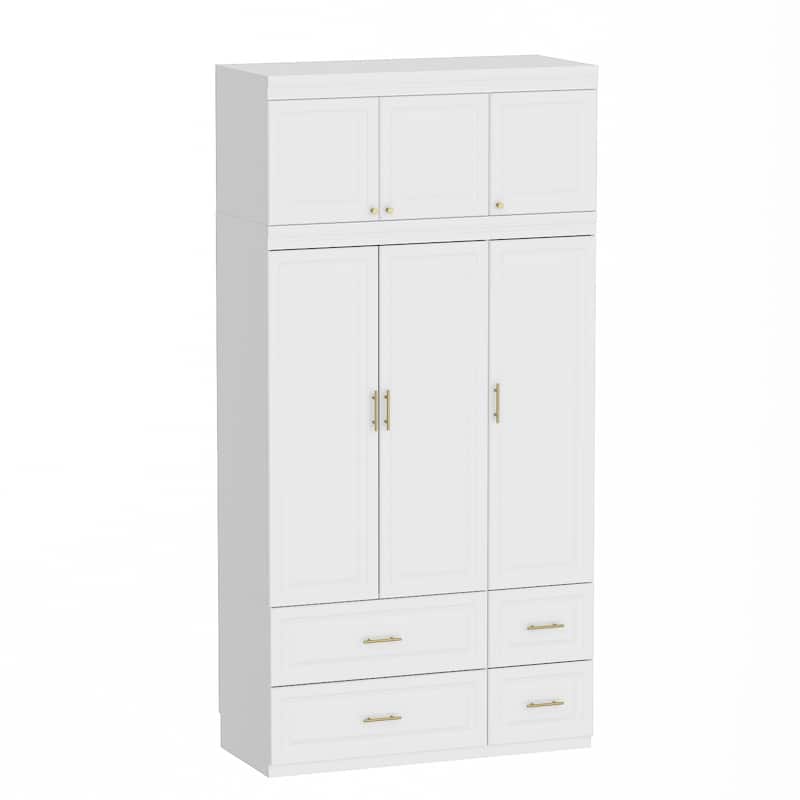 FUFU&GAGA Large Armoire Combo Wardrobes Closet Storage Cabinet White