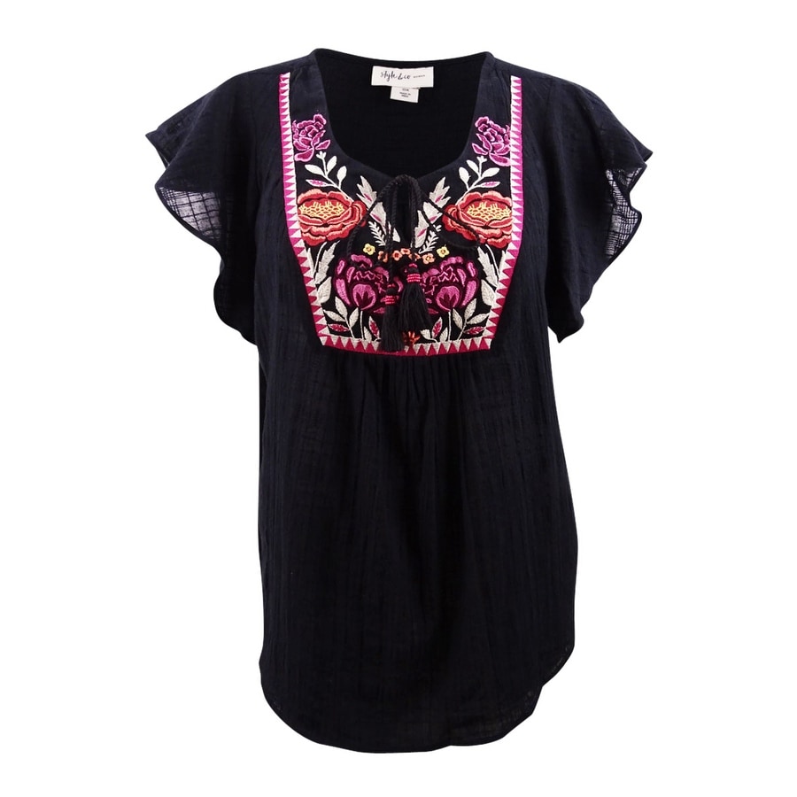 black peasant top plus size