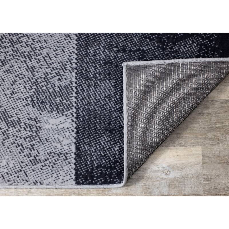 Florence Collection - Grey/Cream Distressed Squares Rug