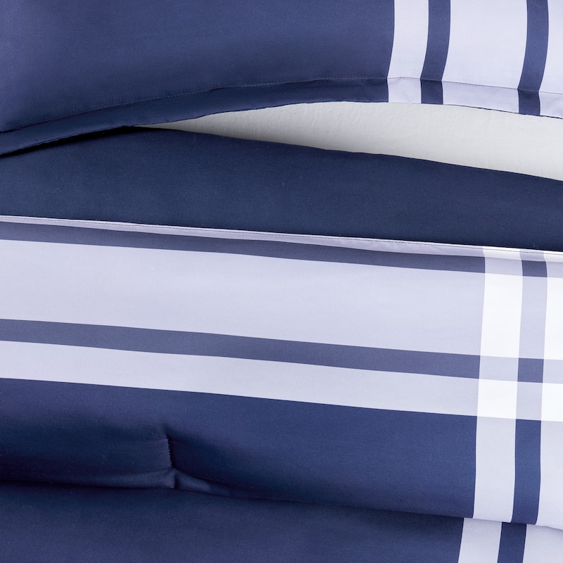 Serta Simply Clean Jax Plaid Antimicrobial Comforter Set