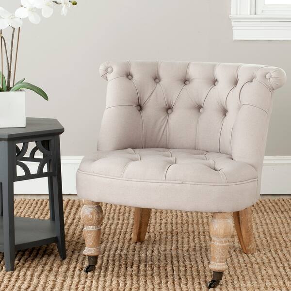 slide 2 of 6, Safavieh En Vogue Carlin Taupe Tufted Chair - 26.4" x 24.2" x 27"