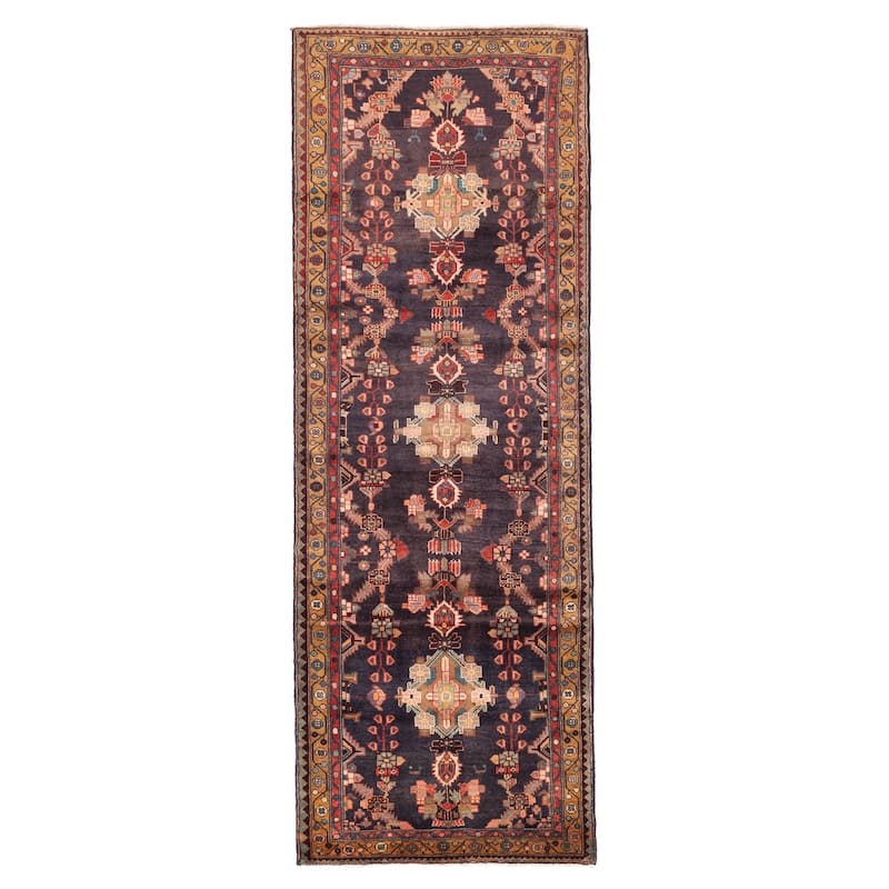 ECARPETGALLERY Hand-knotted Andelz Dark Navy Wool Rug - 3'9 x 10'3