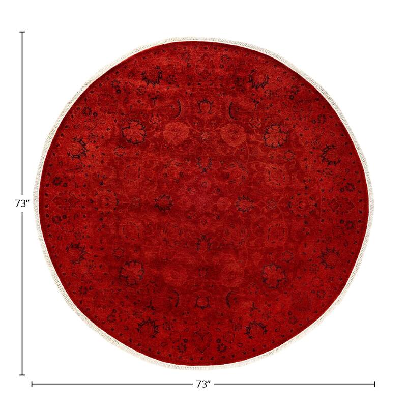 Fine Vibrance, One-of-a-Kind Hand-Knotted Area Rug - Orange, 6' 1" x 6' 1" - 6' 1" x 6' 1"