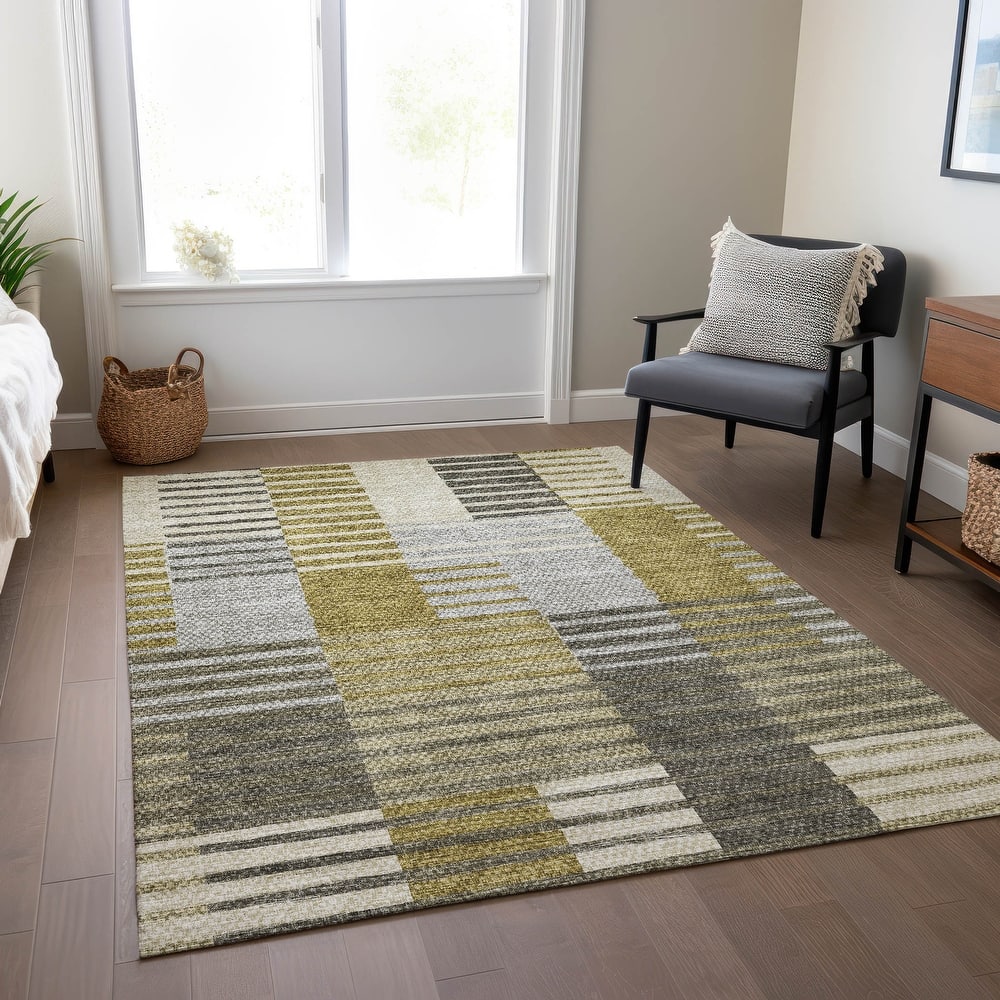 Machine Washable Indoor/ Outdoor Chantille Contemporary Stripes Rug