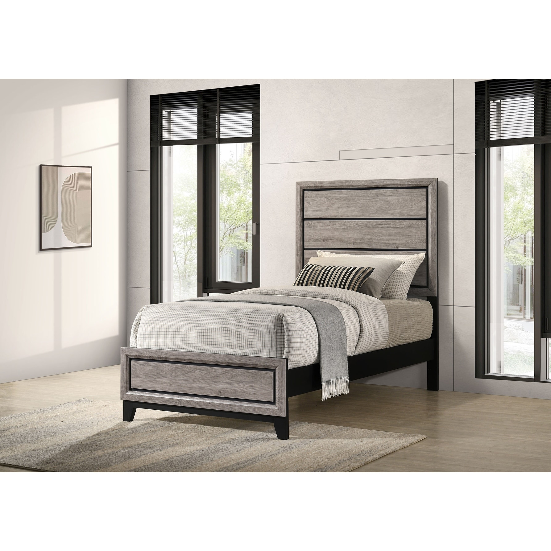 Valen Wood Panel Bed Light Taupe
