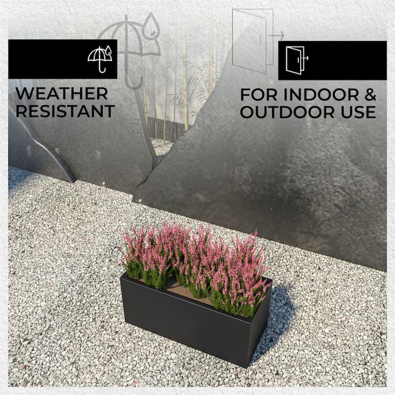 Bloom Rectangular Planter in Fiberstone for Modern Indoor and Outdoor Patio Planter Flower Pot with Drainage