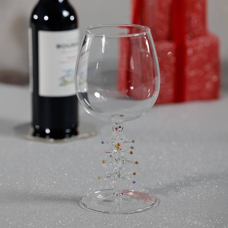 Treetop Cheers Wine Glasses - Holiday Stemware, Set of 4