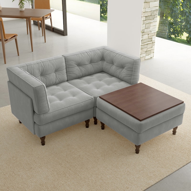 Oversized Sofa Corduroy Tufted Modular Sectional Set