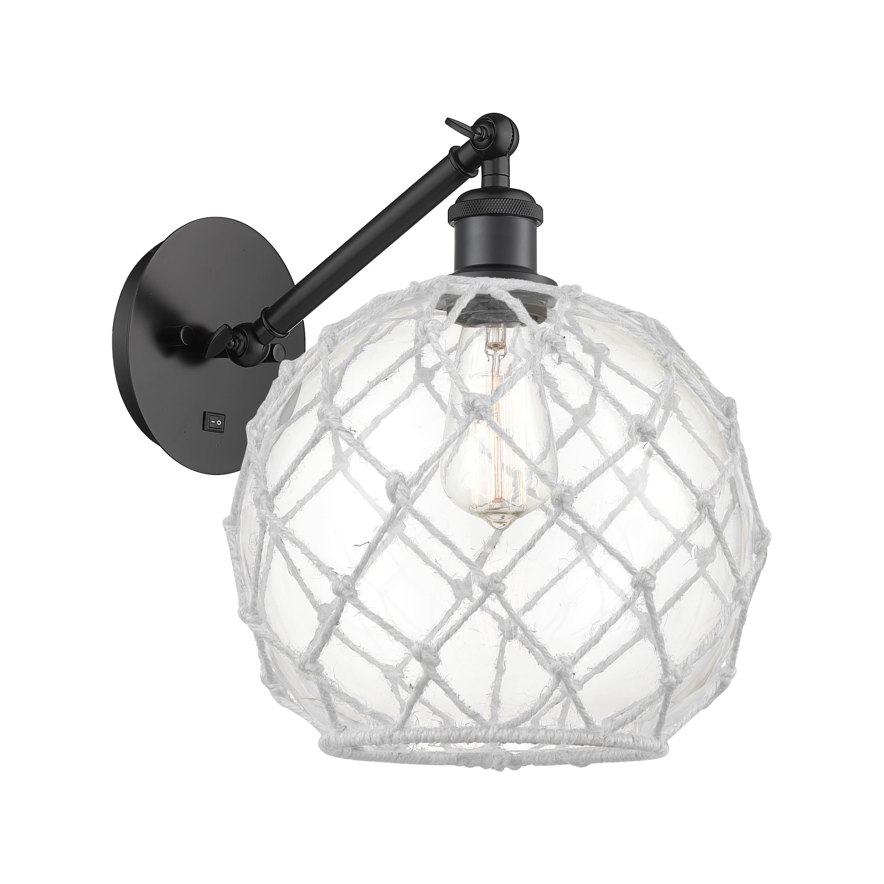 Option Clear Glass with White Rope / Matte Black