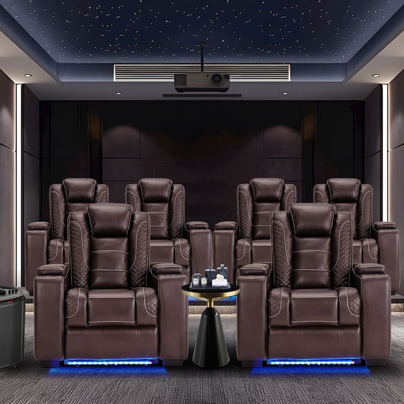 Electric Recliner Adjustable Headrest with USB Ports and Cup Holders Home Theater Seating Reclining Chair Hidden Arm Storage