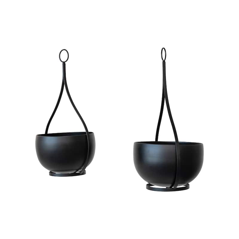 Decorative Hanging Metal Planters, Set of 2 - 11.0"L x 9.5"W x 19.5"H