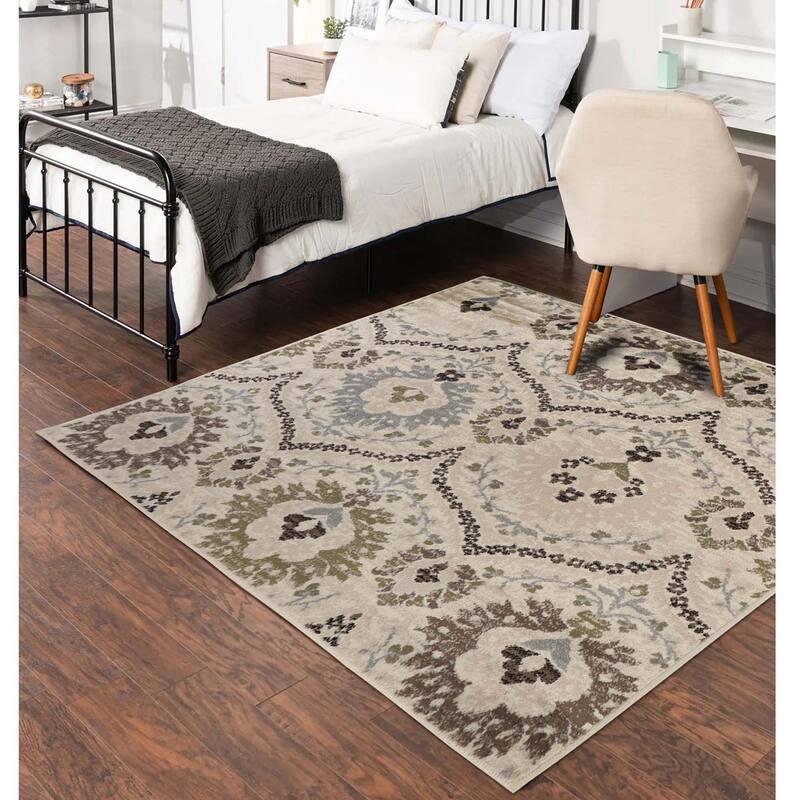 Superior Augusta Vintage Floral Damask Indoor Runner or Area Rug