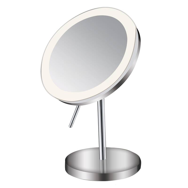Whitehaus Freestanding LED Round 5x Magnifying Mirror