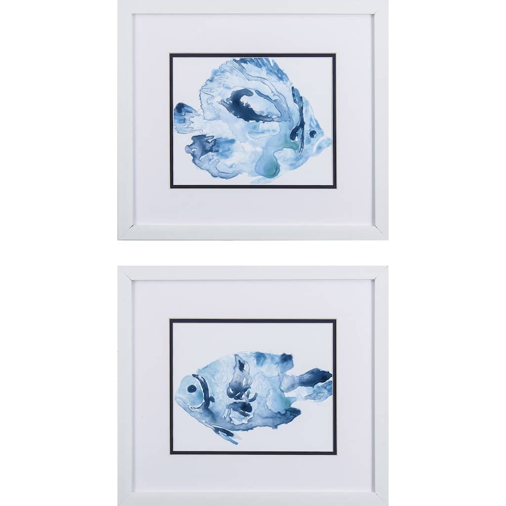 Blue Ocean Fish A S/2 Framed Art Under glass