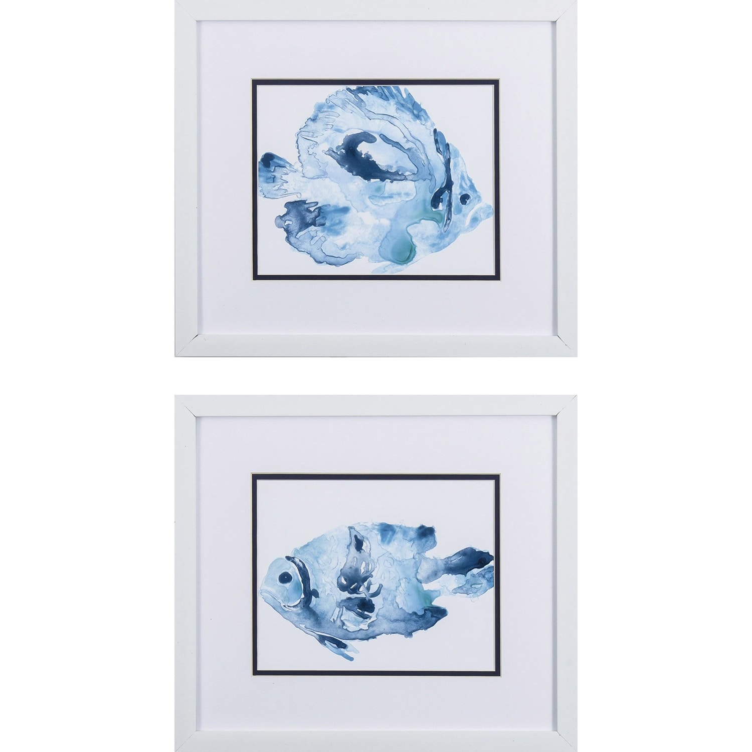 Blue Ocean Fish A S/2 Framed Art Under glass