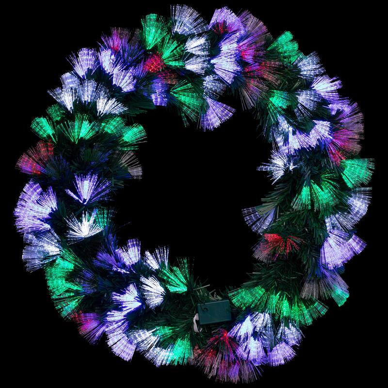 24" Coloring Changing Fiber Optic Artificial Pine Christmas Wreath