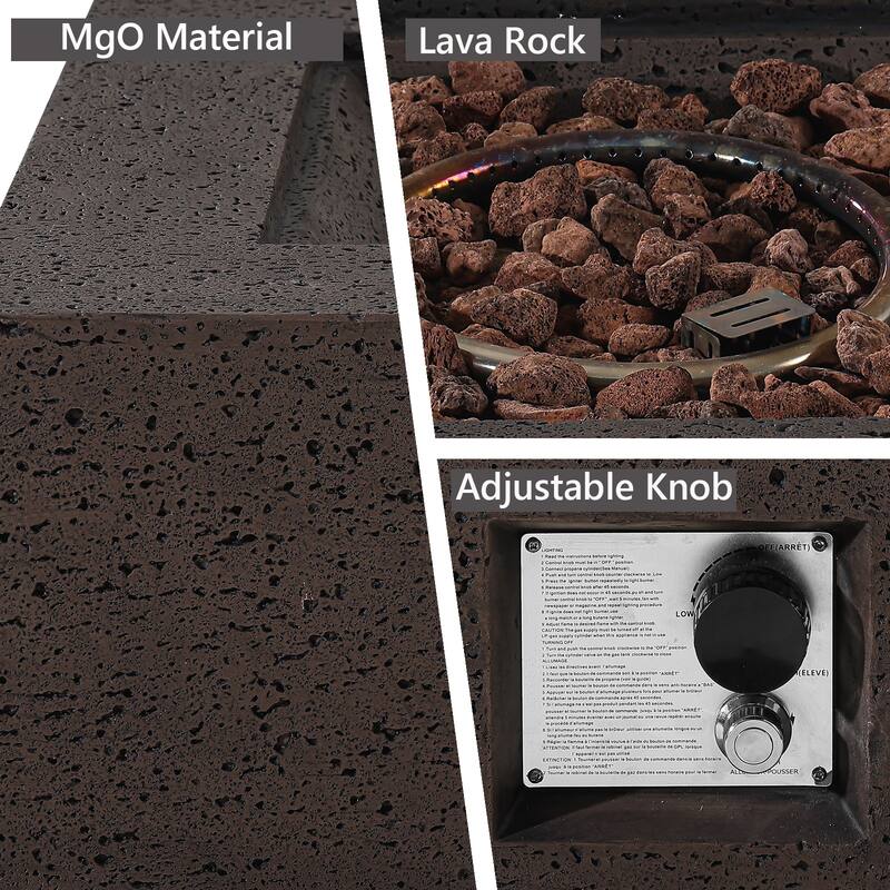 COSIEST Outdoor 35-inch Square Propane Fire Pit Table