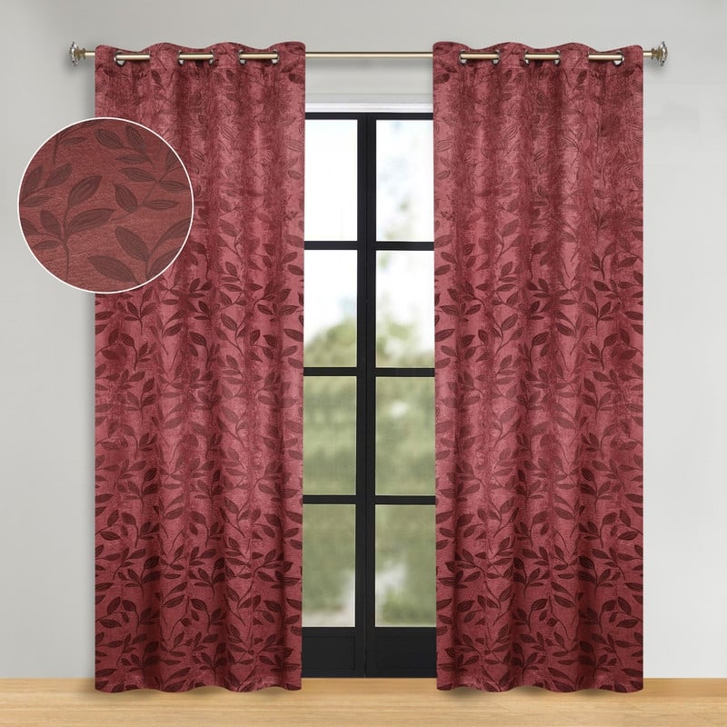 Superior Modern Bohemian Leaves Room Darkening Curtains with Grommets - 52" X 84" - Antique Copper