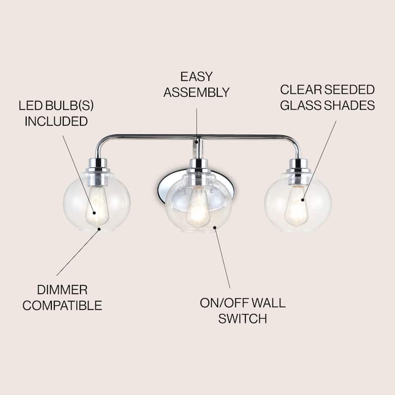 Staunton Iron/Seeded Glass Cottage Rustic LED Vanity Light, by JONATHAN Y