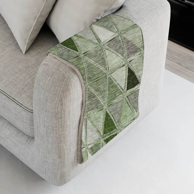 Premium Machine Washable Modern Diamonds Sherpa Throw Blanket - Aloe - 4'2" x 5'10"