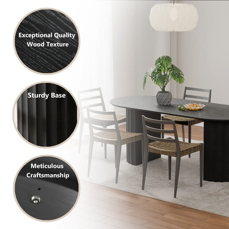 79" Oval Solid Wood Dining Table Duble Pedestal Seats 6