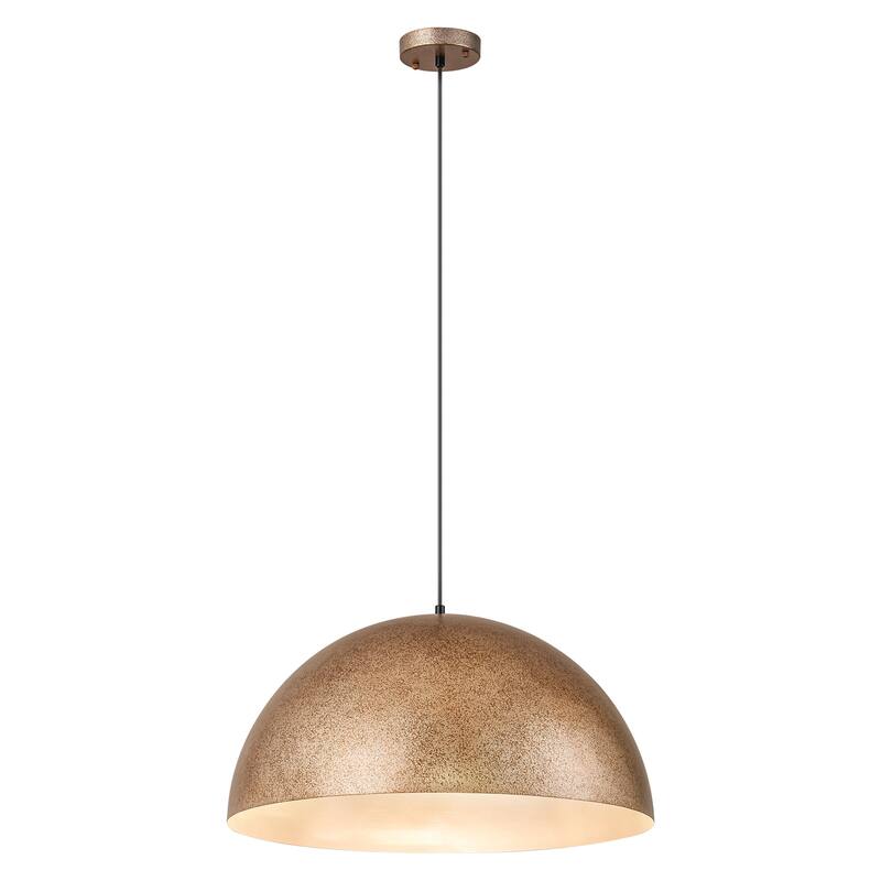 1-Light Modern Industrial Distressed Gold Leaf Bowl Dome Oversized Pendant Light for Kitchen Island