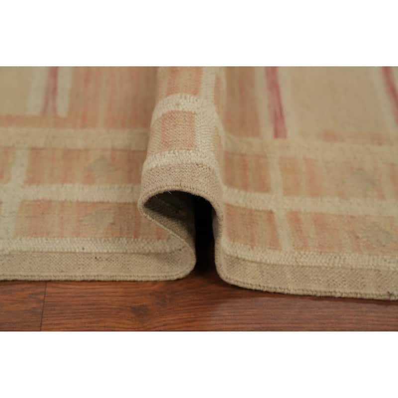 Hand Woven Oriental 100% Wool Carpet Southwestern Tribal Oranges & Rust Kilim Runner Rug - 11' 9'' X 2' 6''
