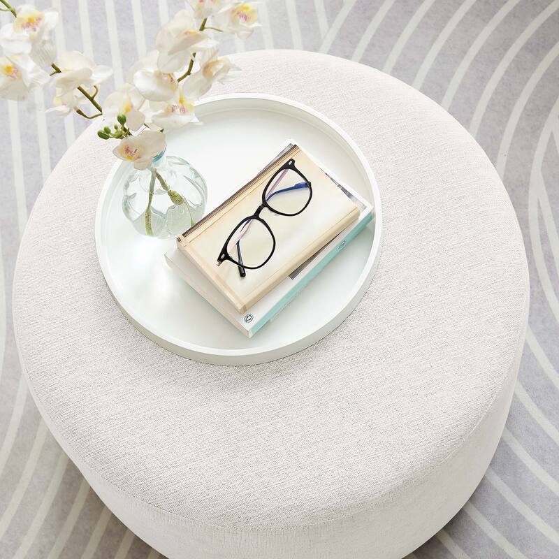 Callum 16"/23"/29"/38" Round Woven Heathered Fabric Upholstered Ottoman