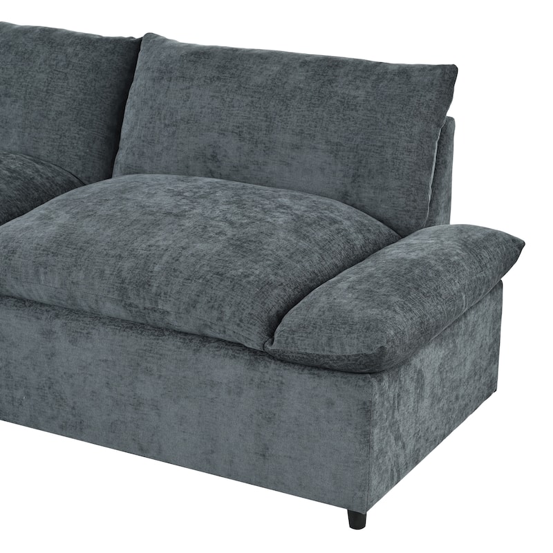 Roomfitters 115.5" Modular Sectional Sofa with Plush Cushions, Hidden Storage & Versatile Design for Living Room, Dark Gray