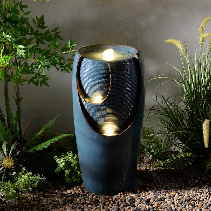 LED Lighted Bubbling Outdoor Garden Water Fountain - 28.5"
