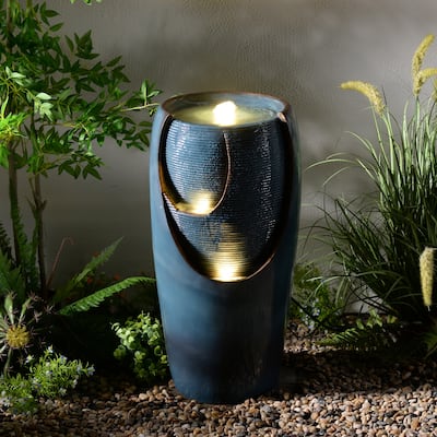 LED Lighted Bubbling Outdoor Garden Water Fountain - 28.5"
