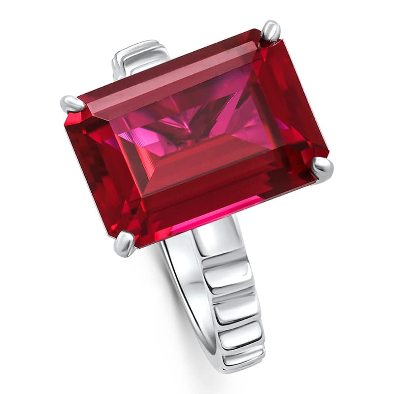 Bliss Diamond 14x10mm Ruby Jasmine Ring White Gold Lab Grown