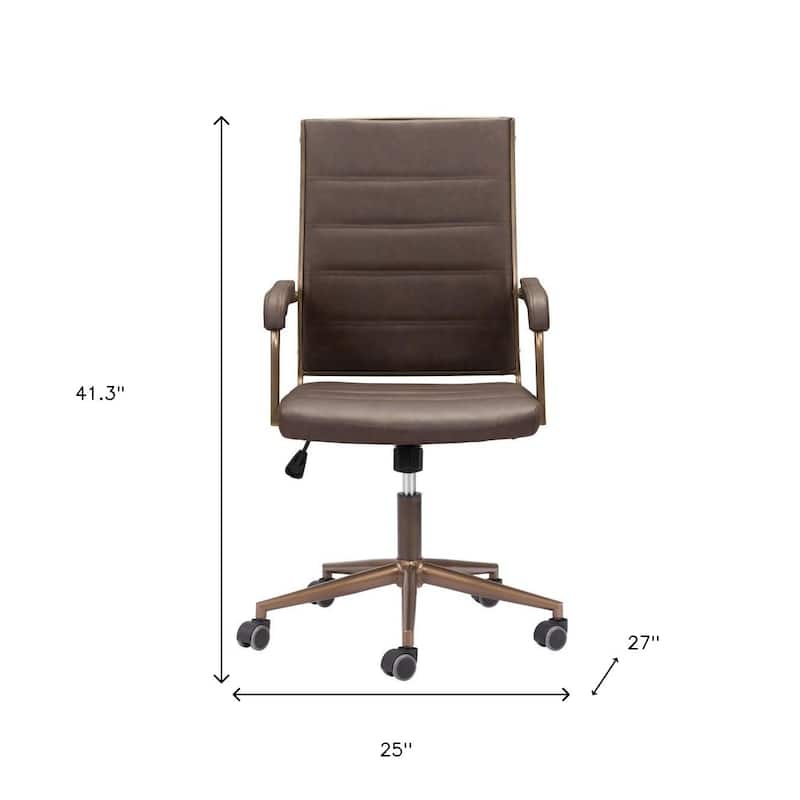 Espresso and Bronze Adjustable Height Swivel Rolling Office Chair