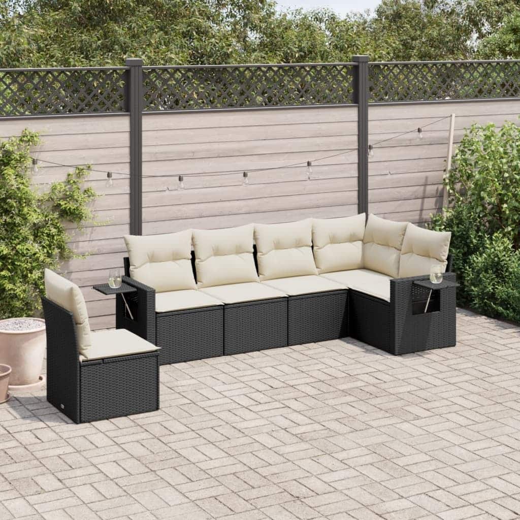 vidaXL Patio Sofa Set with Cushions Outdoor Conversation Furniture Poly Rattan
