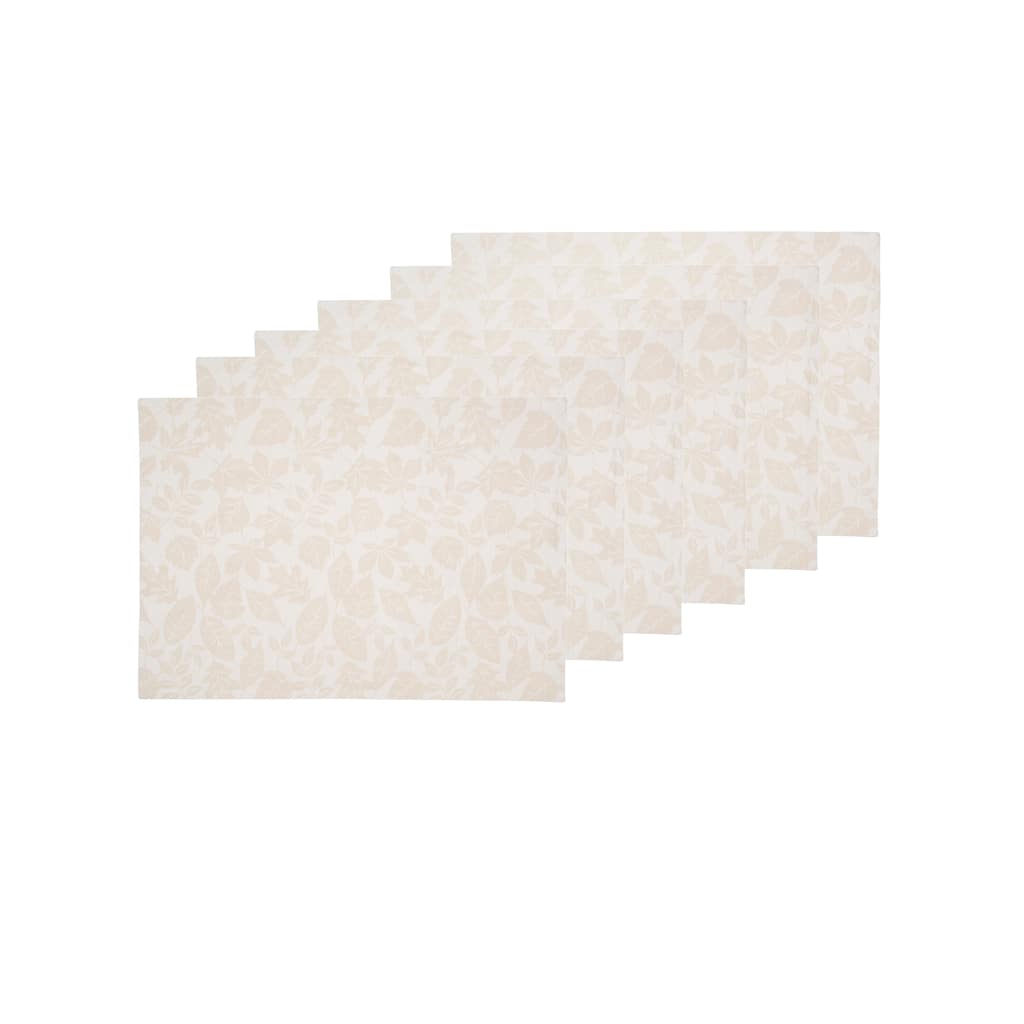 Warm Harvest Leaves Placemats Set of 6, 14" x 20" - Beige
