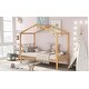preview thumbnail 3 of 10, Natural Twin Size Wood House Bed with Storage Space and Roof