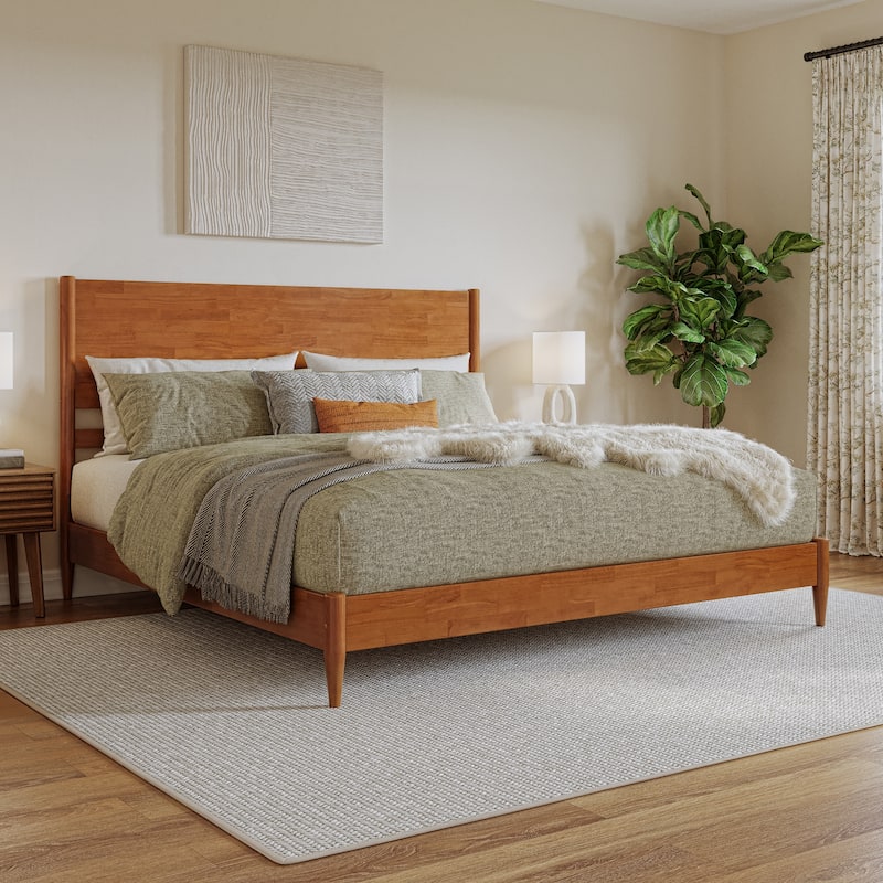 Pasadena Solid Wood Low Profile Platform Bed - Light Toffee - King