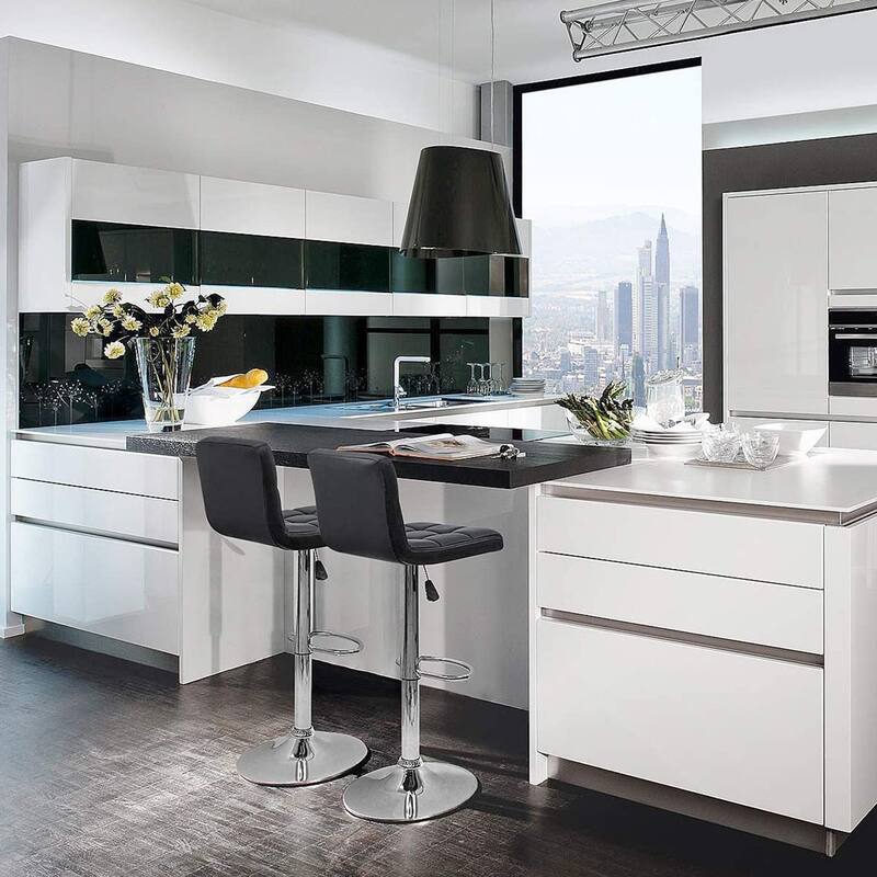 Bar Stools Adjustable Armless Swivel PU Leather Barstools Set of 2