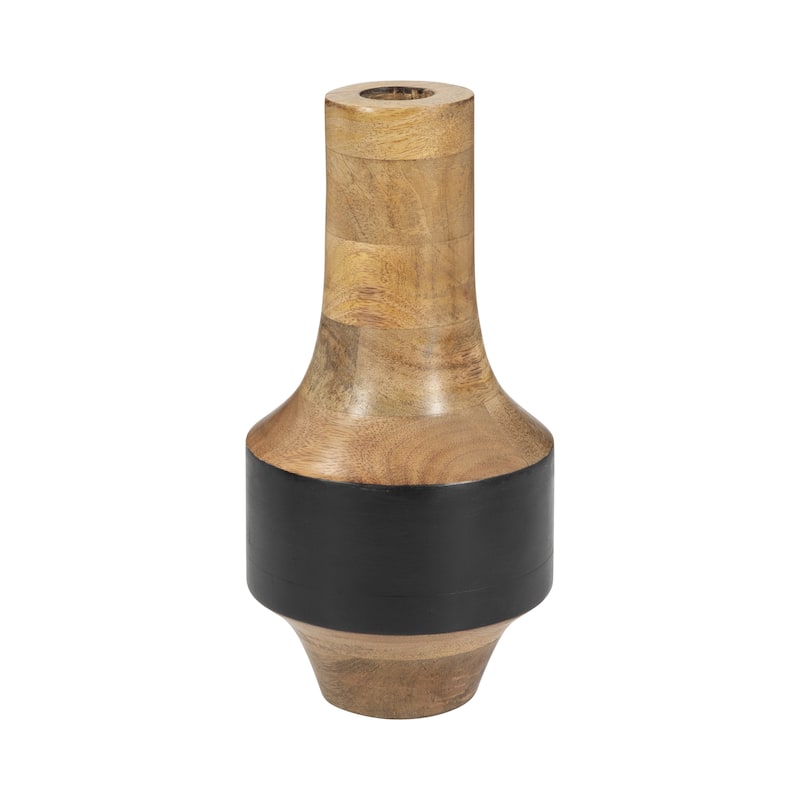 Sagebrook Home Modern Neutral Mango Wood Brown/Black Cylinder Tone Natural Vase