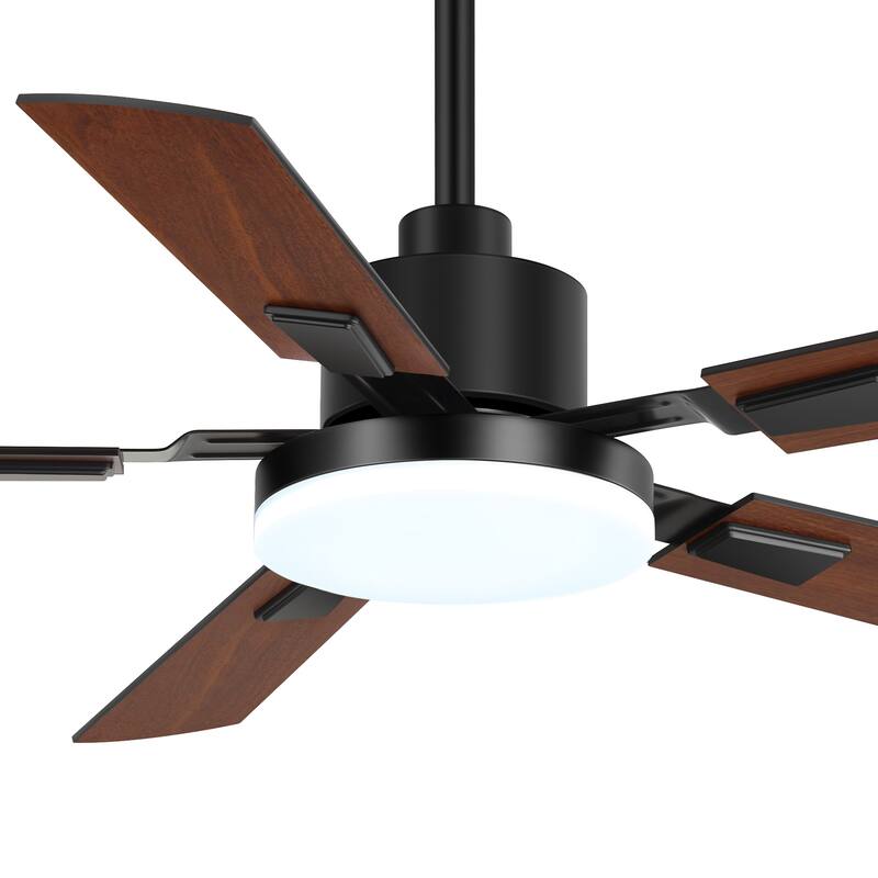 52 Inch 5-Blade Integrated LED Ceiling Fan with Light Remote and Downrod