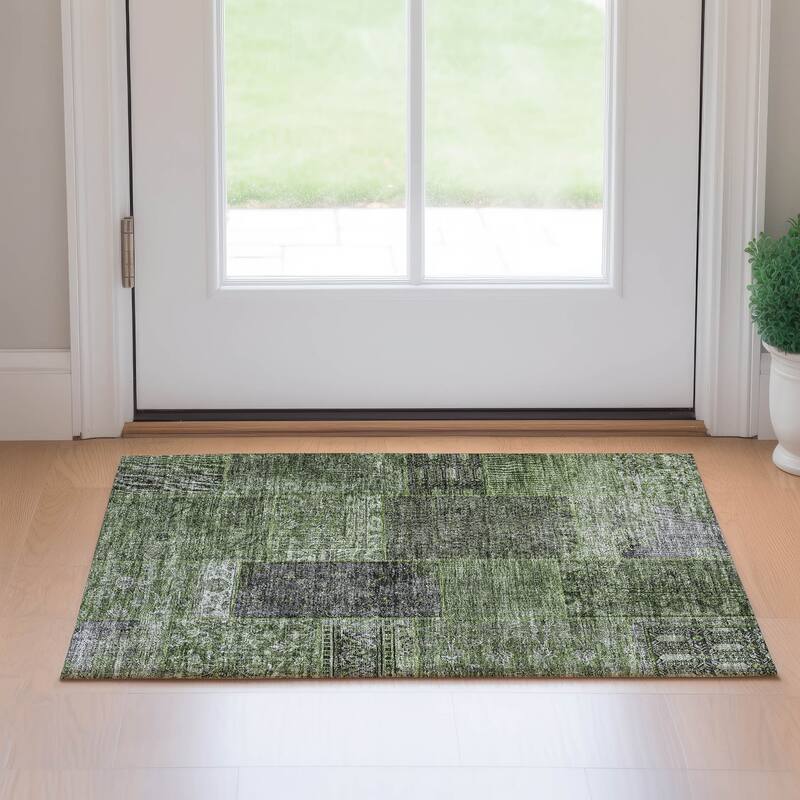 Premium Washable Super Soft Boho Patches Mayfield Rug - Olive - 1' 8" x 2' 6" - Rectangle