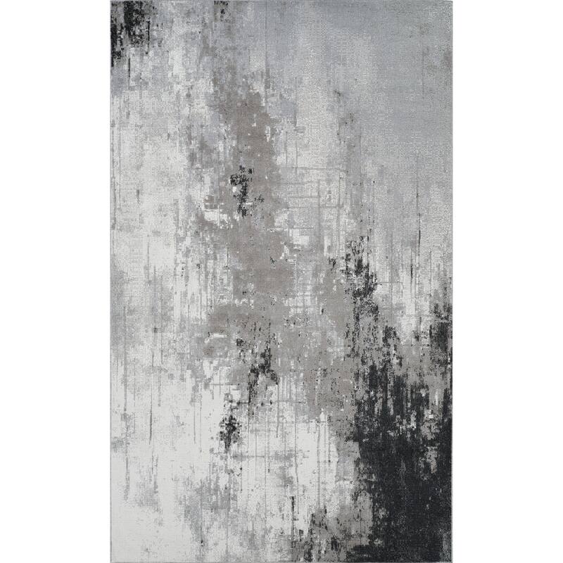 Machine Washable Liam Rug - 4'0" x 6'0" - Grey/Black