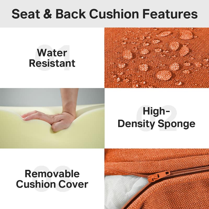 22" W x 24" D x 6" T Water & Fade Resistant Outdoor Lounge Chair Replacement Cushion Set